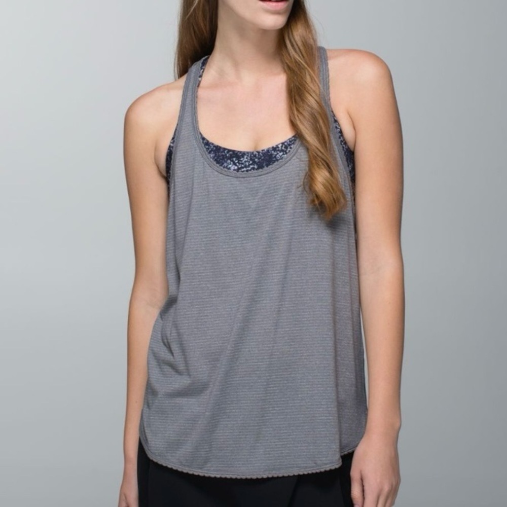 LULULEMON Gray 105 F Singlet Scalloped Edge Racerback Tank Top Size S